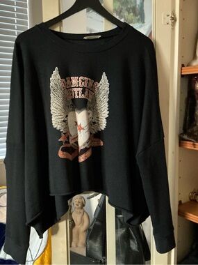 Spell Black Crewneck Sweatshirt with Winged Heart Graphic